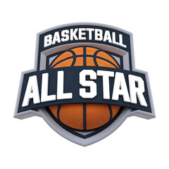 Basketball all star emblem with ball