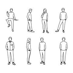 Minimalist People Illustrations Standing and Leaning a Simple Black and White Design with Various Poses and Styles