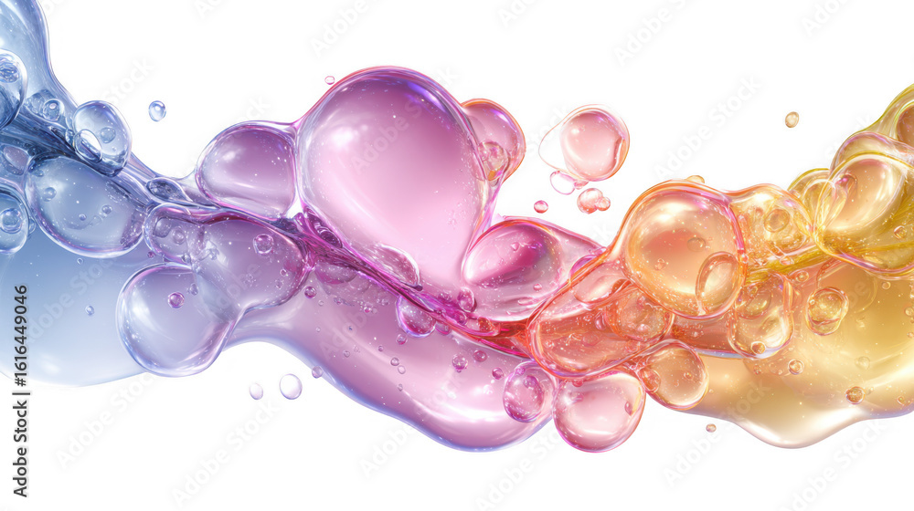 Aufkleber abstract liquid bubbles flowing with gradient colors isolated on transparent background