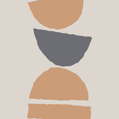 Abstract Boho Composition with Stacked Geometric Shapes