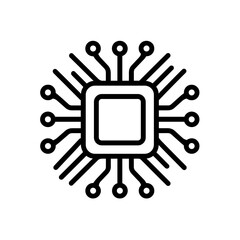 Microchip icon symbolizing digital technology, processing or artificial intelligence. Vector graphic.
