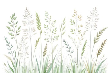 Delicate watercolor painting of tall grasses and seed heads