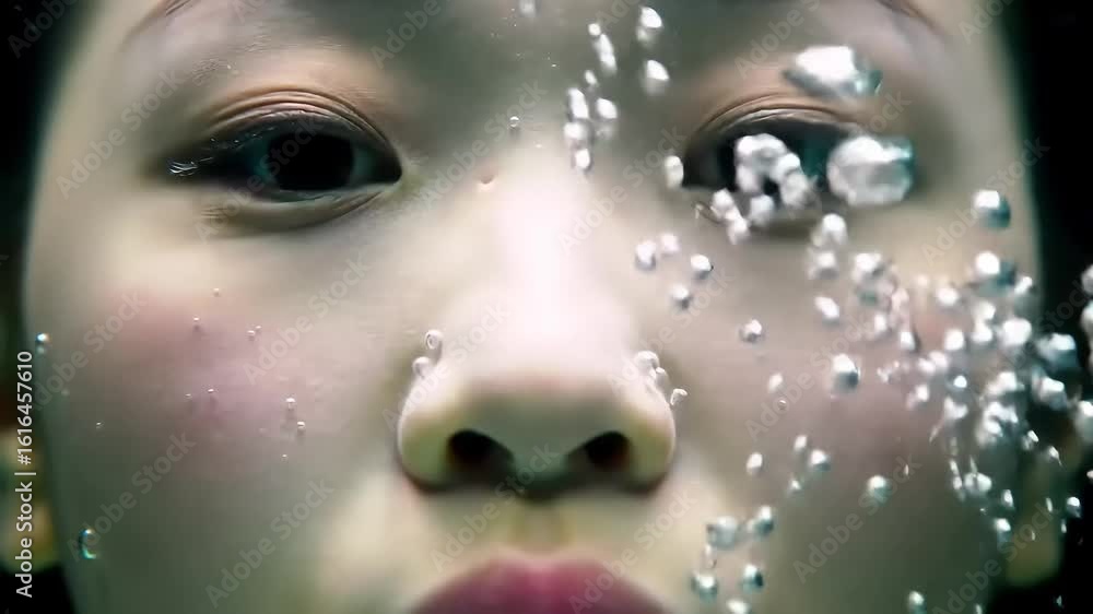 Poster capturing the essence of tranquility with soft textures and gentle water bubbles for a calming ambia