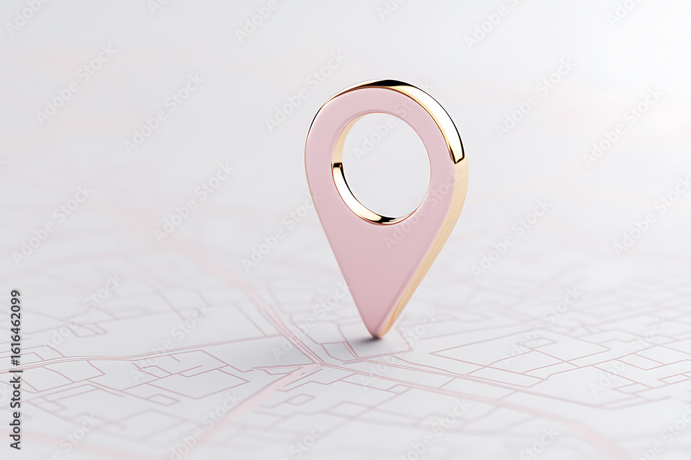 Poster map marker location pin: 3d illustration of a navigation pointer icon symbolizing location on a stre