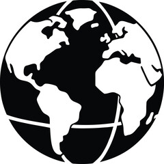 Globe line drawing, world map icon, single stroke globe, minimal earth sketch, modern line illustration