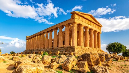 Fototapeta premium Ancient temple ruins against a vibrant sky