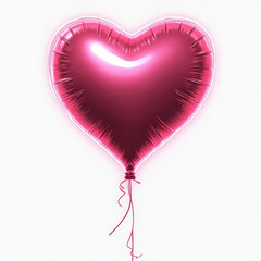 Heart-Shaped Balloon in Retro-Futuristic Style with Glowing Neon Edges and Vibrant Colors