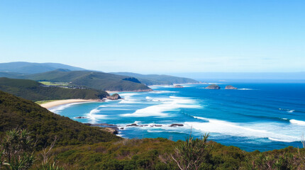 Lighthouse Views Over Beaches at Cape Byron, Easternmost Point of Mainland Australia, New South Wales