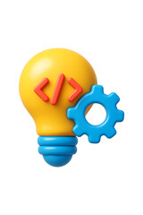 Fototapeta premium 3D Coding Idea Light Bulb Isolated on a Transparent Background