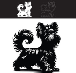 Affenpinscher Barking Side Pose Silhouette