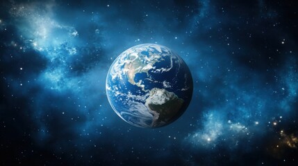 Fototapeta premium A stunning view of Earth floating in space amidst a backdrop of cosmic beauty, representing the vastness and fragility of our planet within the universe.