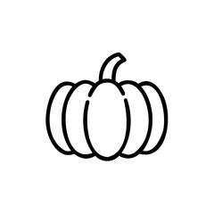 Line art icon a single pumpkin with a stem squash gourd
