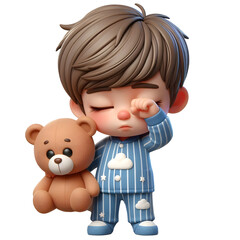 Sleepy kid ,transparent background