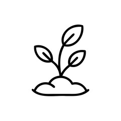 Outline a young plant sprout growing from soil seedling growth