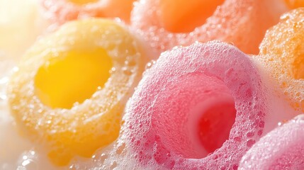 Soap foam drying rings - macro texture concept background image for design abstract art or creative visual media projects