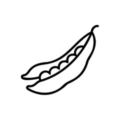 Outline icon an open cowpea pod with seeds on legume food