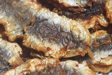 Fried stuffed fish close up