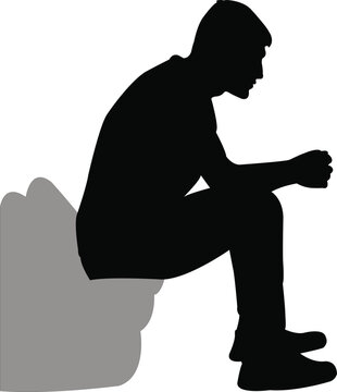 a man sitting body silhouette vector