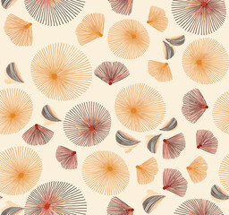Abstract Pattern Of Circles And Organic Shapes In Warm ,Tones On A Light Background.