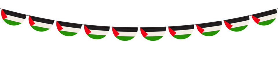 Palestinian bunting flags, garland for cultural festivals, educational exhibits, or event backdrops. Vector illustration.
