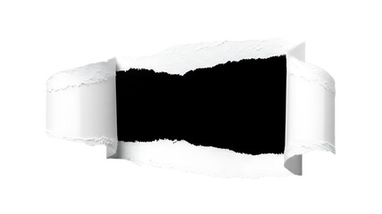 Torn white paper revealing a black hole

