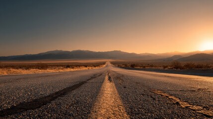 Fototapeta premium Empty desert highway at sunrise