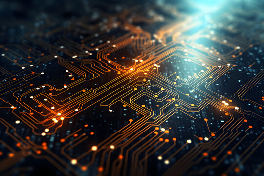 Blue circuit board technology design with digital light pattern