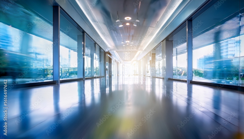 Aufkleber abstract soft focus background of a modern office corridor with blurred lights and architectural lin