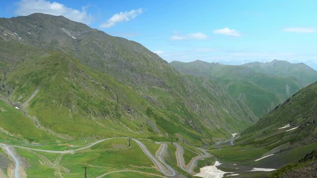 Abano Pass road in Tusheti, Georgia. The road leading to Omalo village