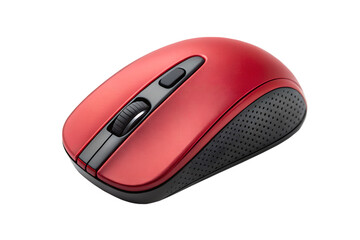 Wireless Red and Black Computer Mouse with a Textured Finish