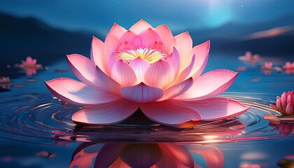 pink lotus flower on water created with ai