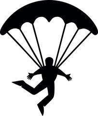 Parachuting Silhouette of Person with Open Canopy Vector Art