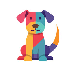 Colorful Dog Icon Isolated on a Transparent Background