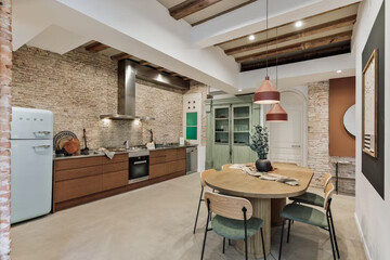 modern luxury dining room interior, 3d render