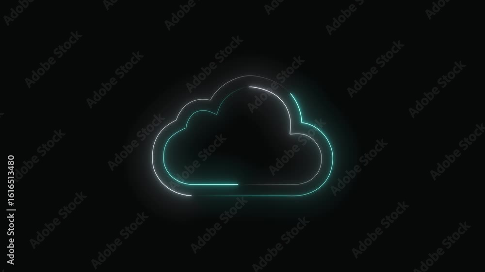 Poster minimal neon cloud design representing high tech data storage