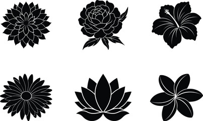 Obraz premium Garden clipart collection - 6 minimalist flower designs, EPS JPEG PNG
