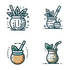 Yerba mate with straw in various designs and styles  