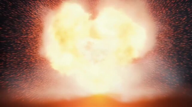 intense slow motion 4k video small object exploding flames creating dramatic fireball effect against black background ideal cinematic intros energy themed logo