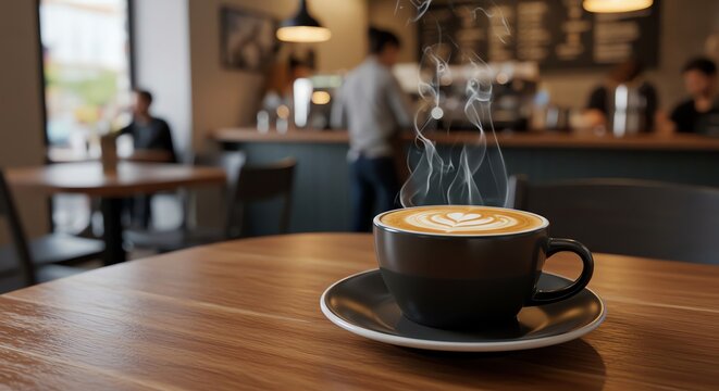 Aroma of Coffee at the Cafe Morning Latte Art Relaxation - Powered by Adobe