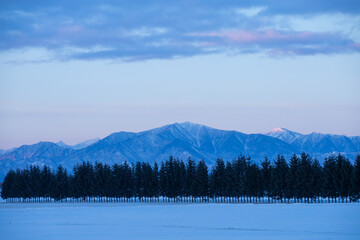 Mountains in the Hidaka Mountains before dawn