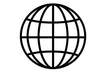 Obraz premium Illustration of a globe with grid lines and curved meridians on a clean white surface view for design use
