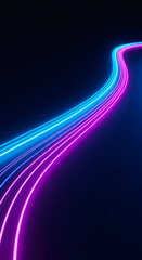 Neon light trails on a dark futuristic background with vibrant curved motion