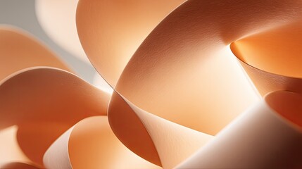 Abstract swirls of peach-toned paper