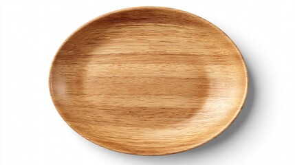 Empty Wood Plate Top and Perspective View Isolated on White Background