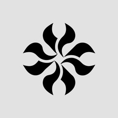 Abstract Black and White Floral Design Element: Modern, Elegant, and Symmetrical Icon