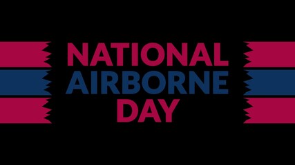 National Airborne Day In and Out text from split line animation on a black background.