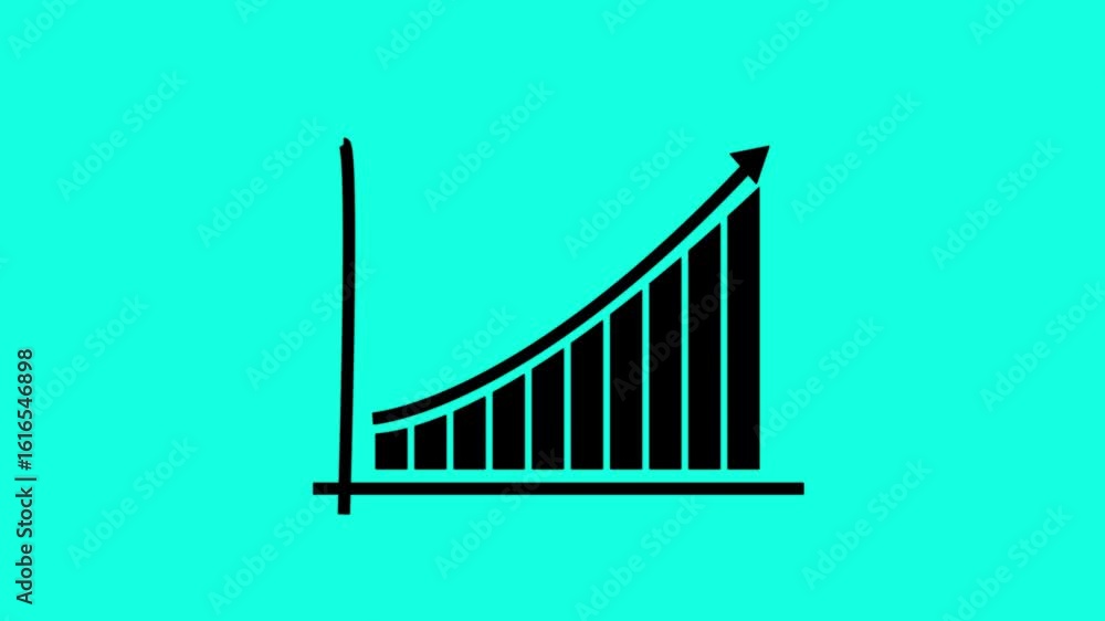 Poster abstract glowing business graph chart animation. graph chart showing marketing sales profit target g