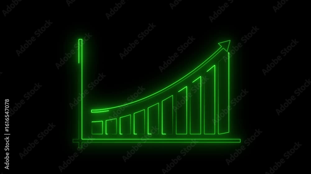 Poster abstract glowing neon business graph chart animation. clean hi-tech style technology chart. glowing 