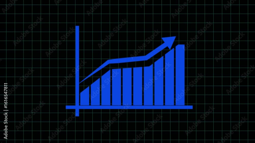 Poster business growth graph chart animation. abstract business growth and blue graph chart icon animation 