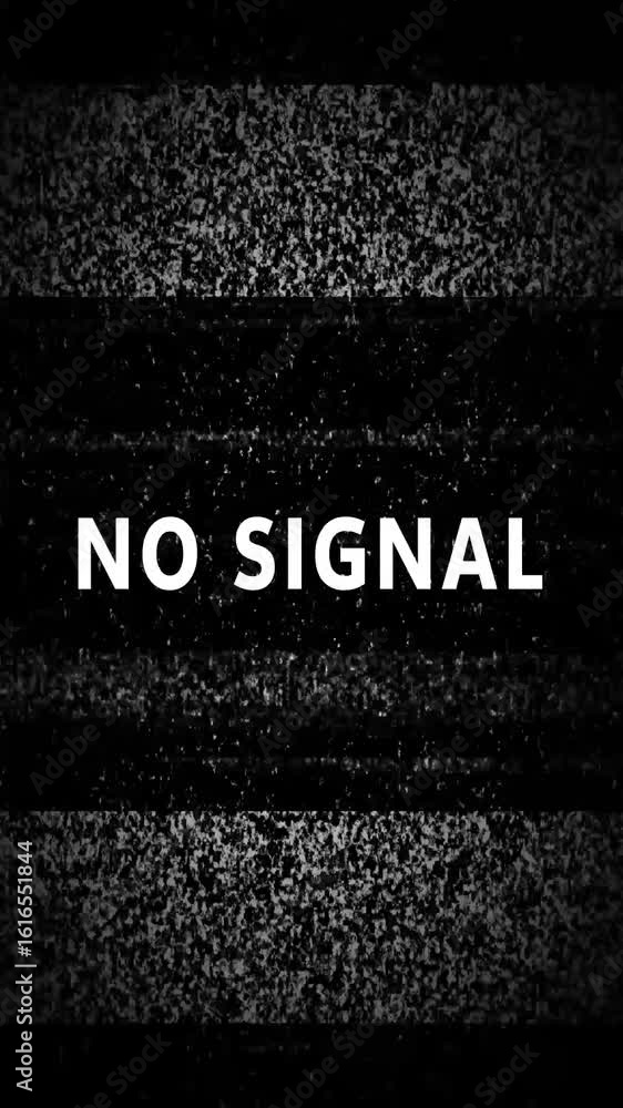 Poster no signal, tv snow or noise background. bad tv signal. tv static noise with no signal text in center